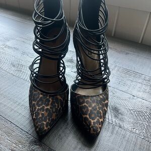 BCBG Leopard Print Strappy Heels Size 9